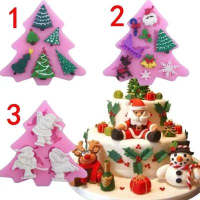 China Handmake Cakes Santa Claus Mold Silicone Mold For DIY Christmas Series Tree Snow Elks Handmade Cupcake Cake Baking Decoration for sale