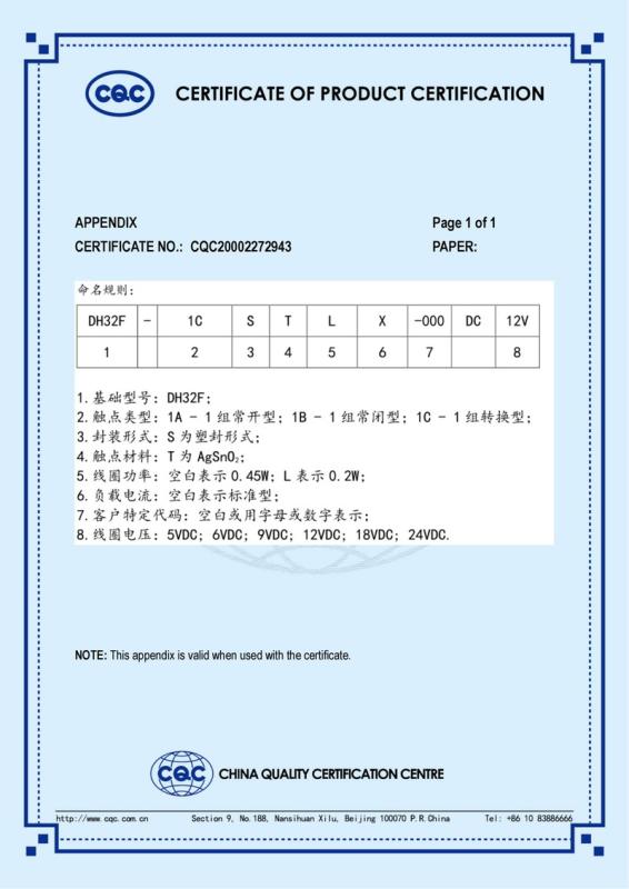 CQC - Zhongshan Daoheng Relay Co., Ltd.