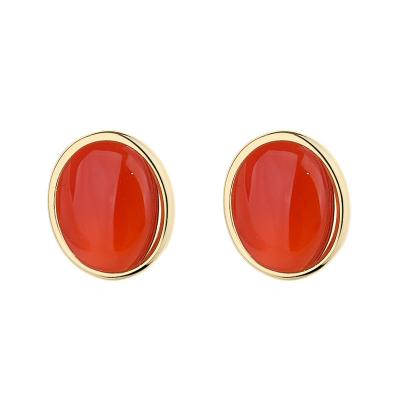 China CLASSIC S925 Sterling Silver Red Agate Earrings simple female lightweight luxury earrings shape silver earrings manufacturer wholesale for sale