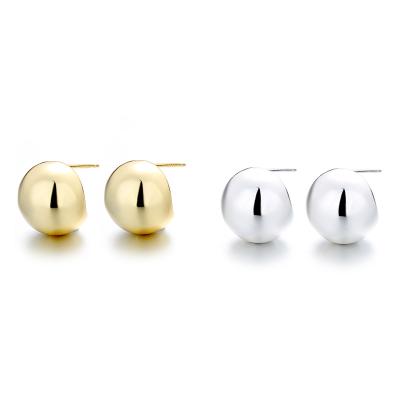 China S925 Sterling Silver CLASSIC semicircular smooth earrings Korean fashion star the same spherical earrings personalized silver jewelry for sale