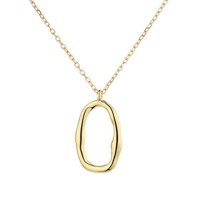 China European and American CLASSIC design geometric oval S925 sterling silver irregular necklace simple hollow jewelry for sale