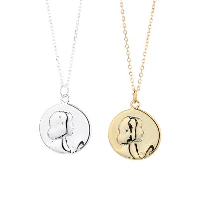 China European and American CLASSIC Sterling Silver Gold Jewelry Coin Pendant Portrait Necklace S925 Design for sale