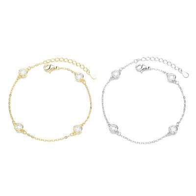 China Casual/sporty S925 sterling silver double circle bracelet Korean version of small fresh women's accessories design micro-inlaid zircon for sale