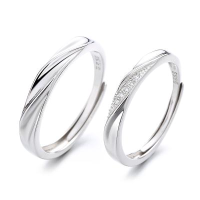 China CLASSIC 925 Sterling Silver Light Wave Crossing couples Ring Simple Diamond Love Interwoven Ring Manufacturer Wholesale from river of love for sale