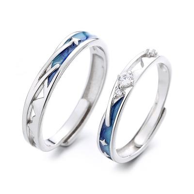 China 925 Sterling Silver Korean Meteor Shower Romantic Memorial Wedding Gift Couple Rings Star Rings Ring Manufacturers Wholesale for sale