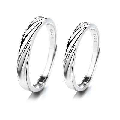 China CLASSIC 925 Sterling Silver Water Ripple Couple Rings Simple Style Korean Fashion Crossing Love River Ring Manufacturers Wholesale for sale