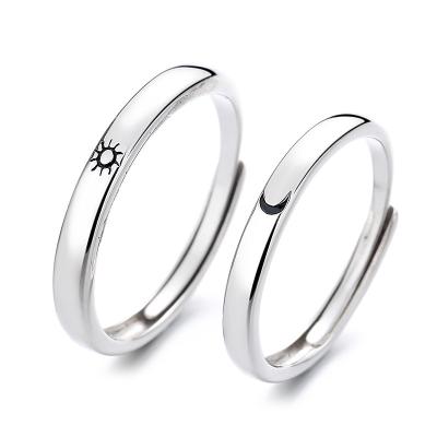 China CLASSIC 925 Sterling Silver Ring Factory Bottom Wholesale Love Sun Moon Couples Ring Sun Moon Star Pairs for sale