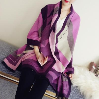 China European and American double-sided multi female multi-use scarf air conditioning color shawl warm windshield thick shawl for sale