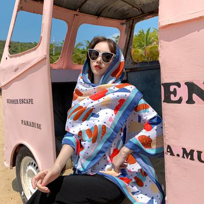 China 2021 Summer Literature Art Fresh Cotton Linen Scarf Female Holiday Decoration Patterns Wild Spring Autumn Long Shawl Seaside Sunscreen Beach Towel for sale