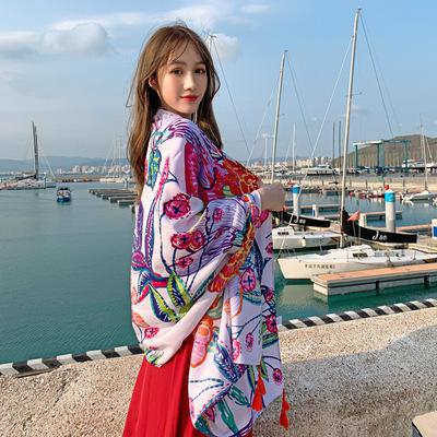 China Holiday decoration new 2021 summer cotton and canvas ladies spring wild Autumn Thin Scarf Beach Sunscreen travel scarf shawl for sale