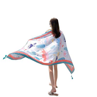 China Summer Holiday Decoration Cotton Twill Ladies Canvas Shawl Air Conditioning Shawl Sunscreen Warm Shading Ethnic Beach Towel for sale