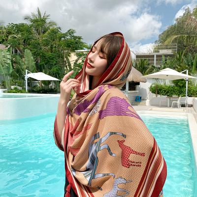 China Holiday Decoration 2021 Summer Style Ethnic Cotton Canvas Scarf Ladies Travel Vacation Beach Towel Sunscreen Scarf Shawl Long for sale