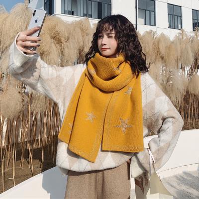 China 2021 Women's Color Matching Winter New Star Warm Color Knitted Scarf Women Knitted Cashmere Matching Scarf for sale