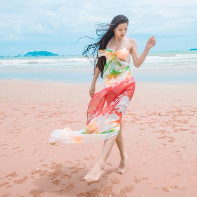 China New holiday decoration simulation silk scarf spring and wild summer seaside fashion ladies chiffon shawl for sale