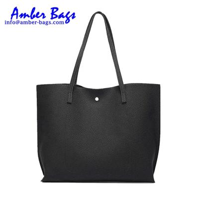 China Fashion Lightweight Simple Style Vegan Leather Tote Bag for sale