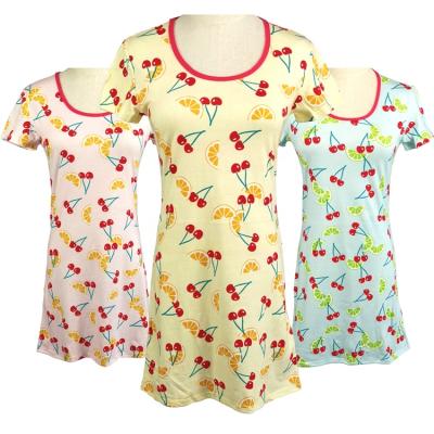 China High Standard QUICK DRY Comfortable Soft 3 Colors Available Women Cherry Printing Cotton Pajama Dress Cute Sets Print Robe for sale