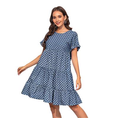 China New Wave Point Ruffle Slim Skirt Women's Breathable Denim Dress Print Dress Women's Denim Dress for sale