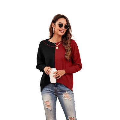 China Anti-wrinkle Round Neck Slim Fit Thickened Color Blocking Tight Based Sweater Knitted Sweater for sale