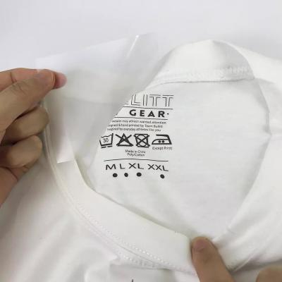 China Viable Custom Printed Washable Logo Neck Heat Transfer Care Label Sticker Collar Label Shirt Labels Iron On Tagless for sale