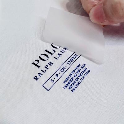 China Viable Low Price Custom Logo Printed PET Heat Transfer Garment Care Labels For T-shirt And Apparel for sale