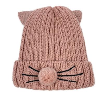 China JOINT newest design cute animal beanie cat with pom pom nose and ears for winter warm headwear for sale