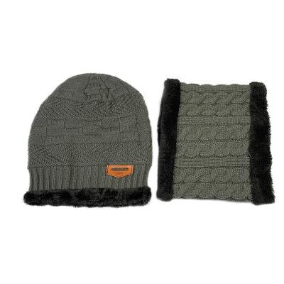 China Newest Set Hot Selling Hat Headgear Warm Acrylic Neck Guard Knit Wool Outdoor Plush Striped Hats for sale