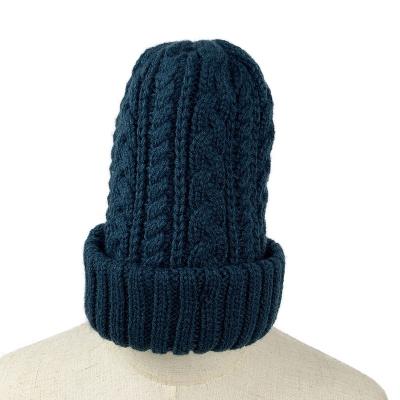 China COMMON custom slouch acrylic winter cuffed thick warm knit beanie hats for women and men for sale