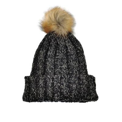 China Warm Commons Men's Winter With Faux Fur Pompom Hat Custom Design Multicolor High Quality Knit Hats for sale