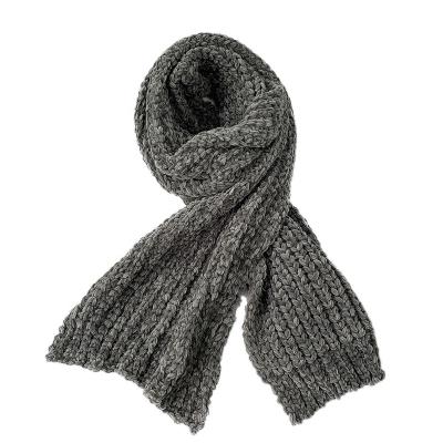 China Classic Best Selling Solid Color Pure Winter Yarn Warm Knitted Scarf For Women And Men for sale