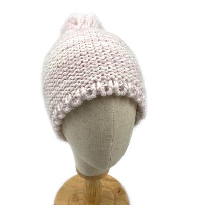 China 2021 fashion baby pink JOINT lovely winter warm hats knit kids beanies with pom pom for sale