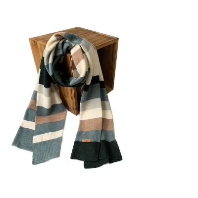 China Newest Scarf Beautiful Color Cashmere Stripe Super Soft Feel Thicken Warm Soft Wrap Knitted Long Wool Scarf for sale