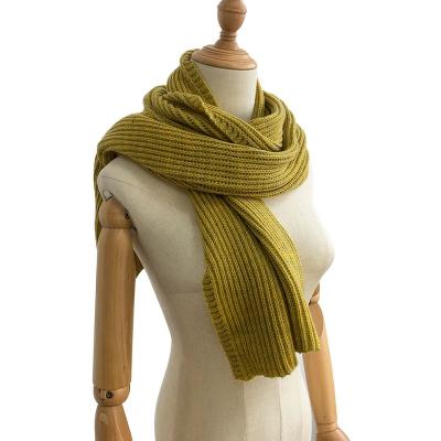 China Newest New Fashion Small Student Blend Scarf Solid-Short Neck Soft Yellow Color Knitting Yarn for sale