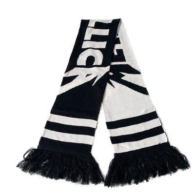 China Newest Scarf Advertising With Tassels Knitted Custom Cheering Scarf Football Scarf For Football Team for sale