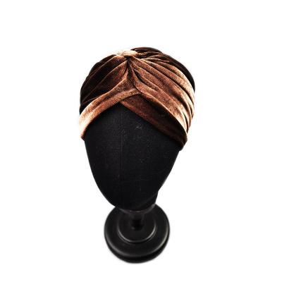 China Solid Color Wrinkle Women's Polyester Soft Popular Muslim Headwear Pleated Turban Hat Plain Pleat Head Wrap for sale