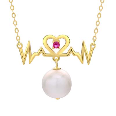 China TRENDY Fashion Jewelry Gold Like Ecg 925 Sterling Silver Women Necklaces Clavicle Chain Baroque Pearl Pendants For Necklace for sale