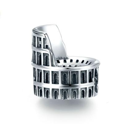 China Unique Jewelry Diy Sterling Silver Bracelet Charms Rome Colosseum bead design DIY bracelet accessories 925 silver beads for sale