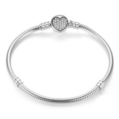 China New and Unique High Quality Jewelry Heart Trendy Snake Chain Bracelet Sterling Silver Bracelet For Girls Ladies Gift for sale