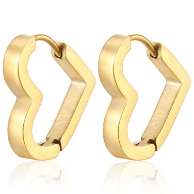 China 2021 New TRENDY Design Heart Circle Earrings Clip On Geometric Earrings Stainless Steel Jewelry Heart Shape Earrings For Women for sale