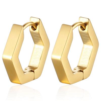 China 2021 Geometric Women's 18k Gold Hoop Earrings Hexagon New Arrival China Jewelry Stainless Steel Trendy Women's Earrings Women's 18k Gold Plated for sale