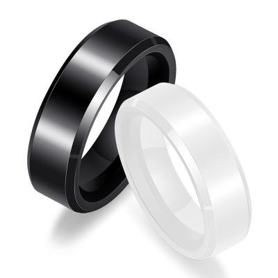 China Amazon Fashion Personality Trendy Jewelry Couple Ring Wedding Black And White Ceramic Ring for sale