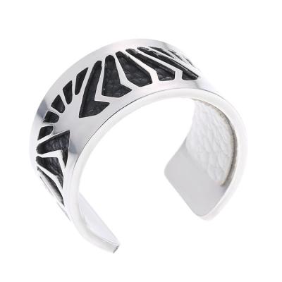 China DIY Jewelry 12mm Exchange Leather Rings Wedding Stainless Steel Ring Colorful Rings For Women for sale