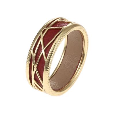 China Reversible Interchangeable Leather Jewelry Female Finger Ring Color Ring Inner Leather DIY Gold Plating Original PU Patent Geometry for sale