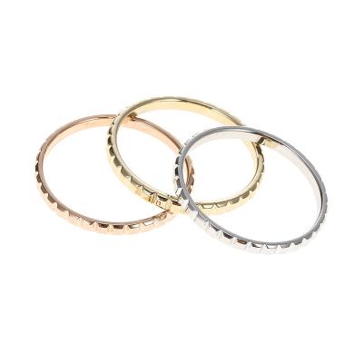 China CLASSIC Stackable Chocolate Shape Rings 2Mm Width Filled Accessories Band Women Wedding Stainless Steel 18K Gold Jewelry Ring for sale