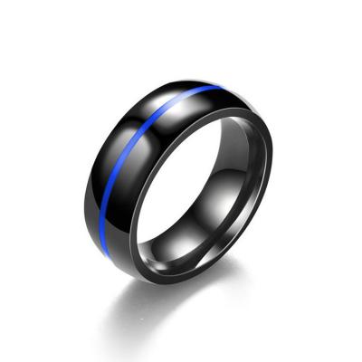 China Comfort Fit 8mm Wedding Band Slim Line Polished Finish Stainless Steel Black Ring For Mens Womens, 7 Color PPR005 for sale