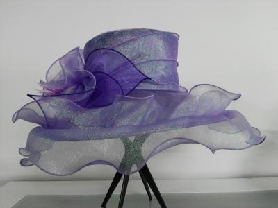 China Sombrero de la organza de Packable de las mujeres de la gasa en el borde que vuela borde/dos grandes, flor de Overlocked/Crin para la ocasión especial en venta