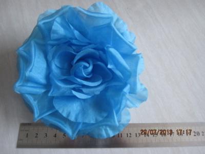 China Decorative Blue Real Silk Flower headpieces For Weddings with Plain Dyed Pattern for sale