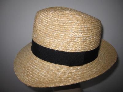 China Sombrero para hombre de Fedora de la paja del color natural de la moda, ajuste negro de la banda de la cinta en venta