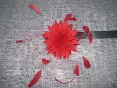 China Red Cock Tail Feather Flower Fascinator For Occassion Place , Wedding Hair Pieces for sale