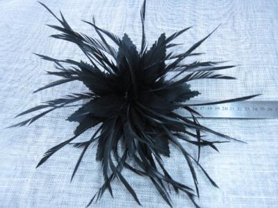 China Flor dispersada moda hermosa Fascinator de la pluma del gallo negro para los sombreros, bolsos en venta