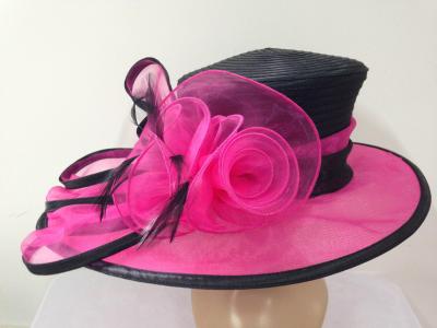 China Banda elástica negra/fucsia del sombrero de la organza dentro con el ajuste de la organza para la iglesia en venta